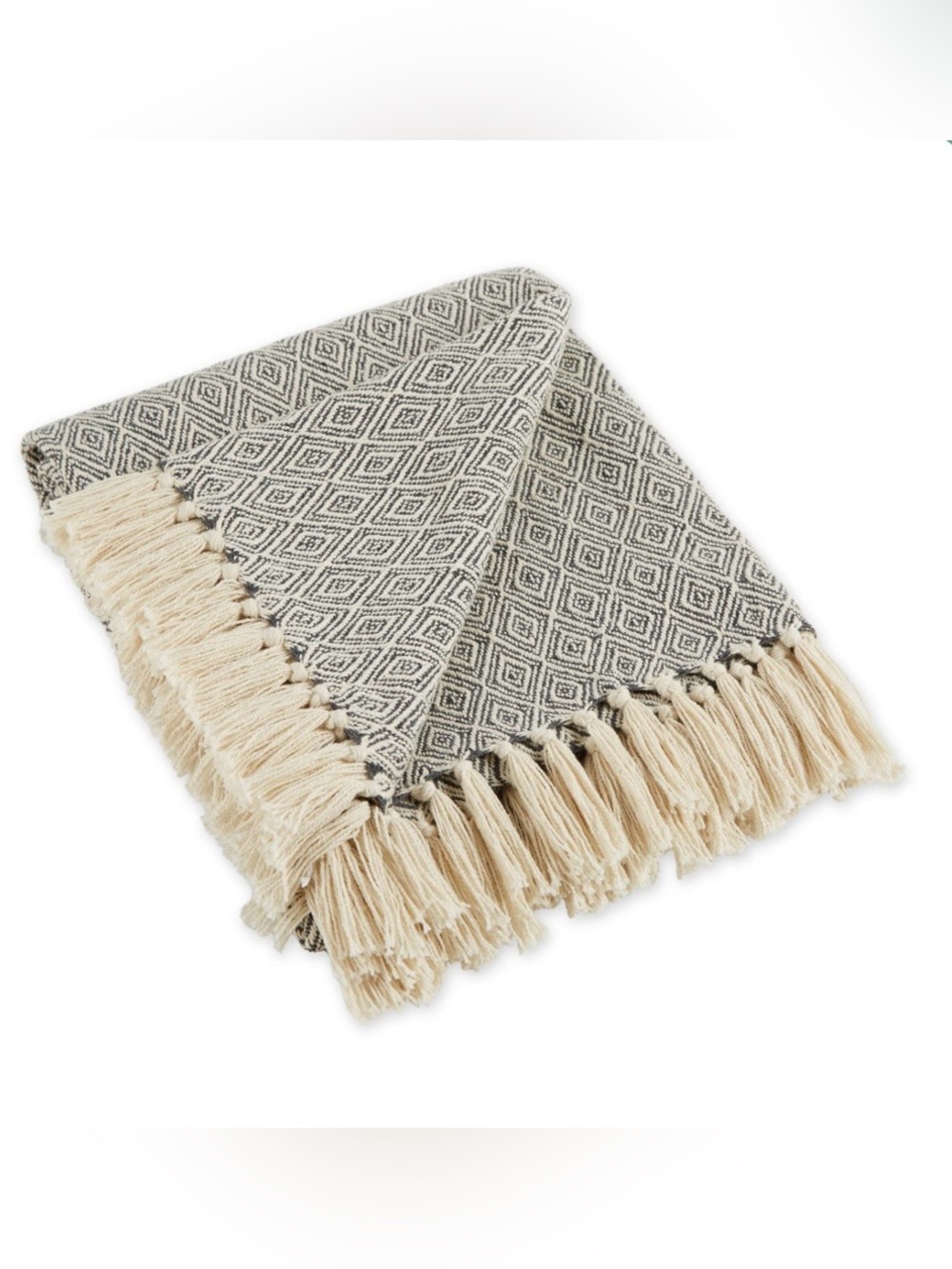 Rustic Geometric Print Throw 100% Cotton - MINERAL